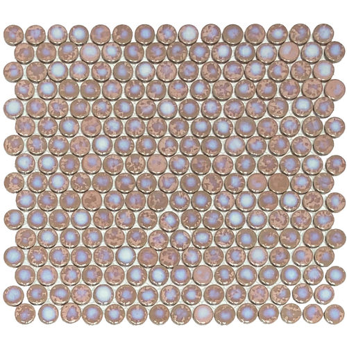 Orbit Penny Round Coral Gloss Mosaic