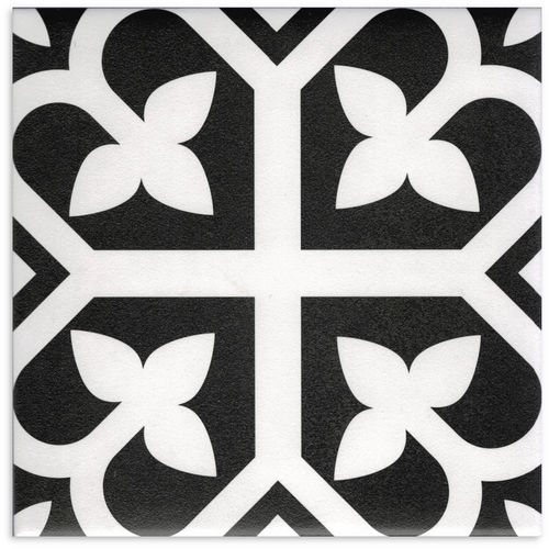 Picasso Bloom Black Matt Tile 200x200