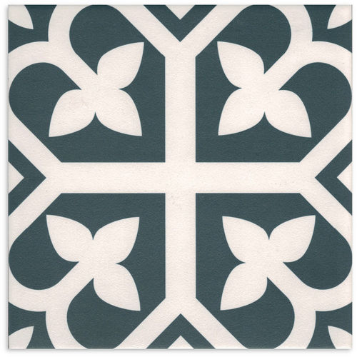 Picasso Bloom Navy Blue Matt Tile 200x200