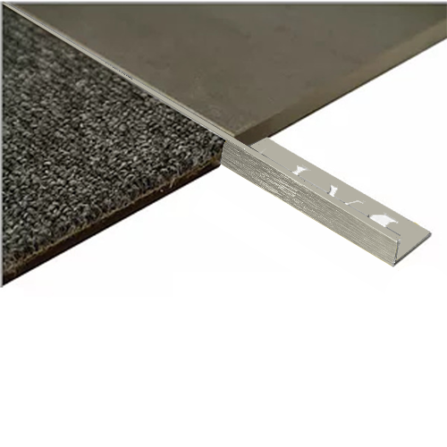 L Angle Aluminium Tile trim 9mm x 3metre (Linished Silver)