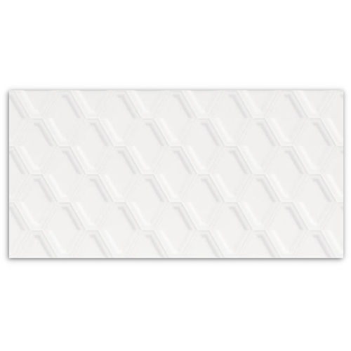 Winter Diamond Embossed White Gloss Wall Tile 300x600