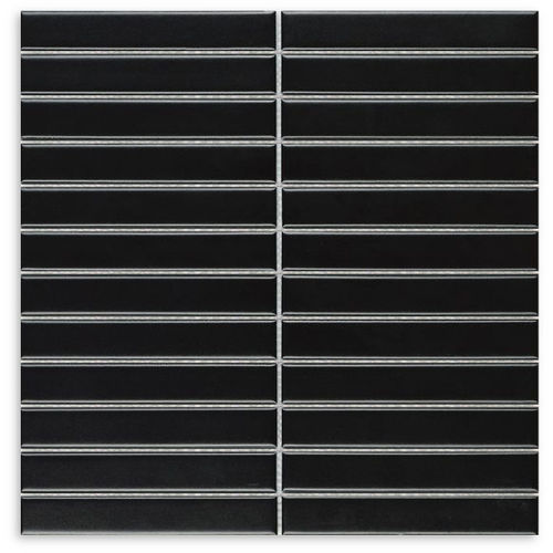 Porcelain Flat Black Gloss Tiles 22x145