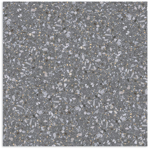 Terrazzo Stone Nero Matt Tile 600x600