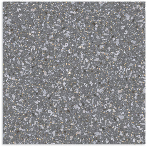 Terrazzo Stone Nero Matt Tile 600x600