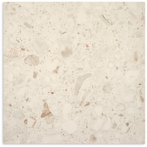 Terrazzo Stone Marshmallow Matt Tile 600x600
