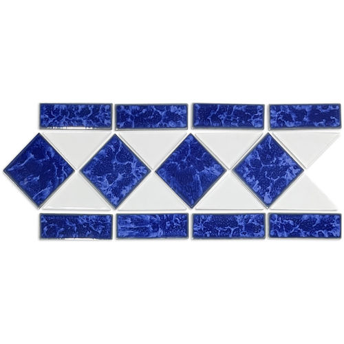 Pool Border Blue & White Mosaic 150x345