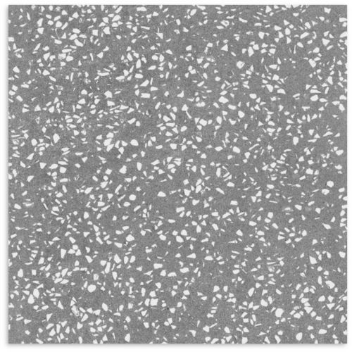 Vogue Terrazzo Dark Grey Matt Tile 600x600