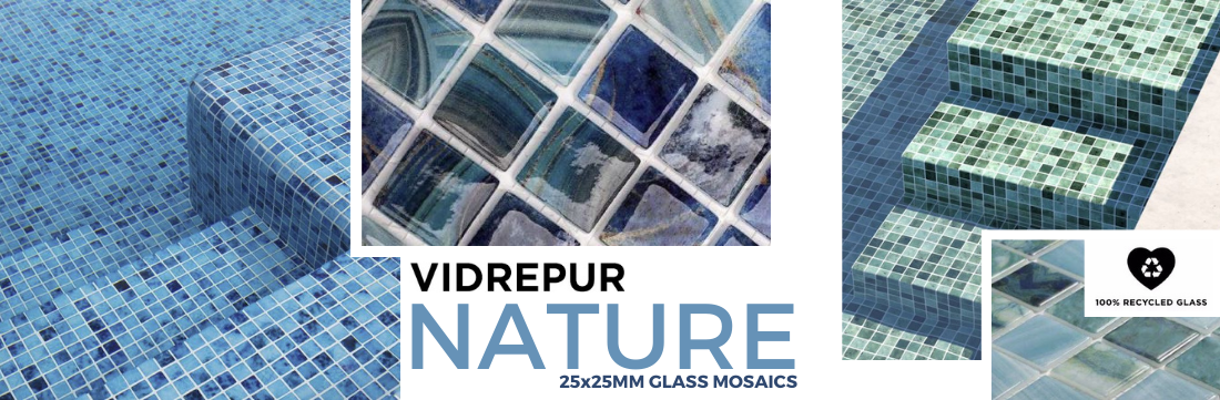 Vidrepur Nature Glass Pool Tiles 25mm x 25mm