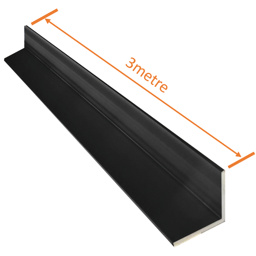 Aluminium Geometric Angle 25mm x 25mm x 1.6mm - 3 metre (Matt Black)