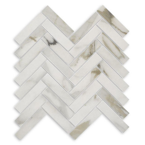 Calacutta Oro Herringbone Matt Mosaic