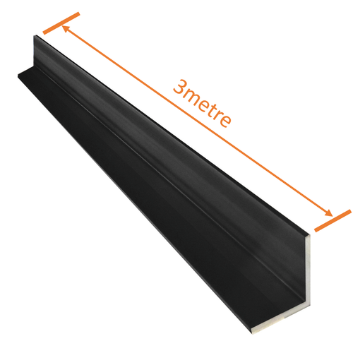 Aluminium Geometric Angle 25mm x 50mm x 1.6mm - 3 metre (Matt Black)