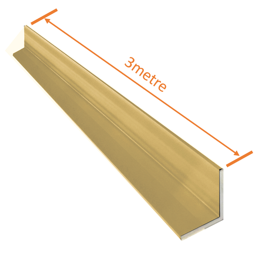 Aluminium Geometric Angle 25mm x 50mm x 1.6mm - 3 metre (Matt Gold)