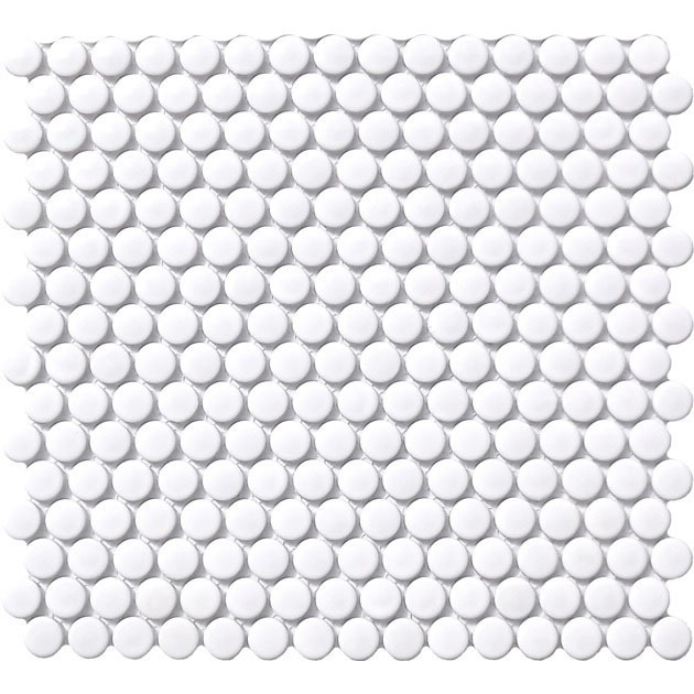 Penny Round White Matt Mosaic Tile Stone Paver Penny Round White Matt Mosaic Tile, Penny Round Mosaic Tiles Australia