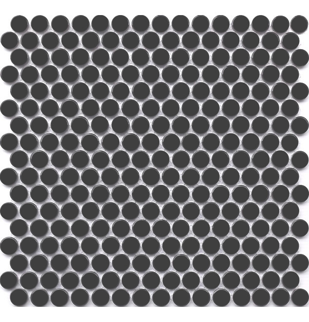 Penny Round Black Matt Mosaic Tile Stone Paver Black Matt Mosaic Tile Stone Paver, Penny Round Mosaic Tile Black Matte