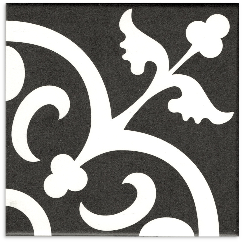 Picasso Crest Black Matt Tile 200x200 - Tile Stone Paver