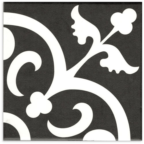 Picasso Crest Black Matt Tile 200x200