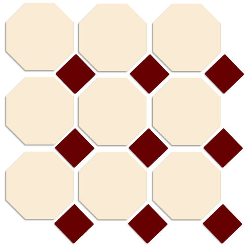 Cotto Cream Octagon with Burgundy Dot