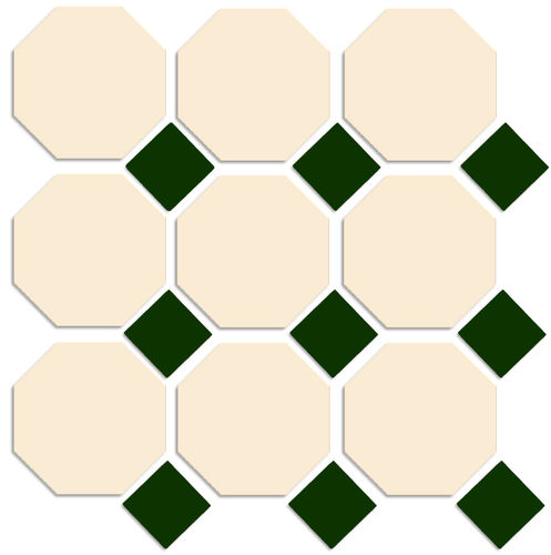 Cotto Cream Octagon with Green Dot