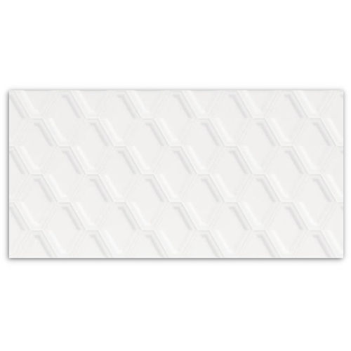 Winter Diamond Embossed White Gloss Wall Tile 300x600