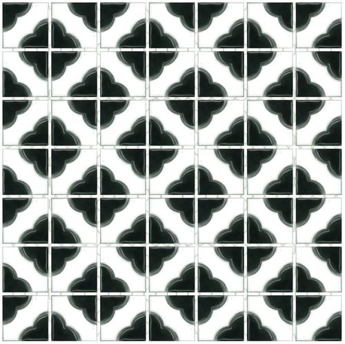 Poppy Flower Gloss Black Mosaic
